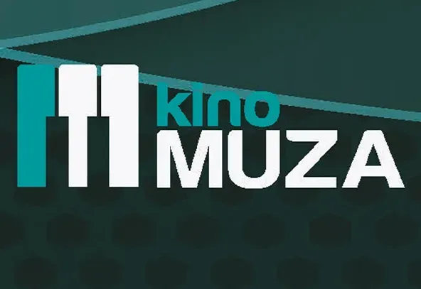 Na ciemno-zielonym tle logo z napisem kino Muza