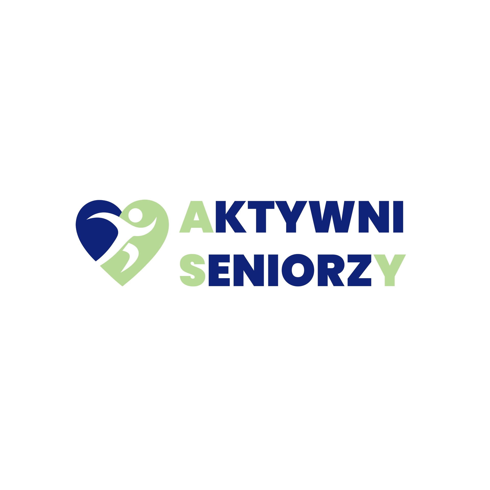W dolnej części po lewej widoczny zielono-granatowy znak serca z uproszczoną sylwetką osoby. Po prawej częściowo widoczny duży niebiesko‑zielony logotyp na białym tle.