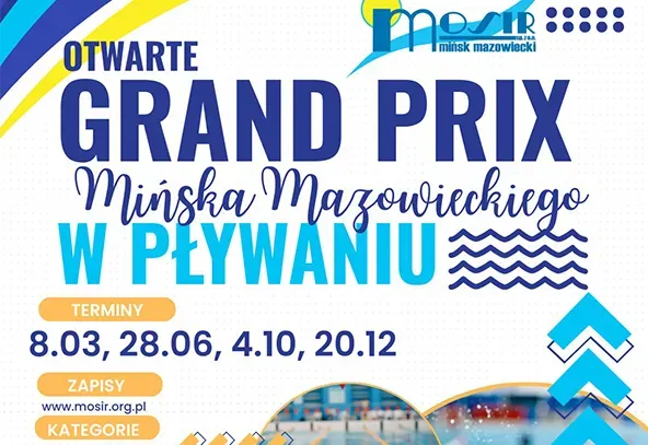 Tło białe z elementami niebieskiego i żółtego. Naokoło żółte, niebieskie i granatowe informacje. Po prawej schematyczne fale i strzałki w kolorze niebieskim.