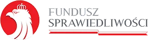 Logo z białym orłem w koronie na czerwonym tle obok napisu „FUNDUSZ SPRAWIEDLIWOŚĆ”.