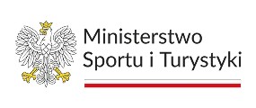 Godło Polski oraz napis „Ministerstwo Sportu i Turystyki” obok czerwono-białej flagi poziomej.