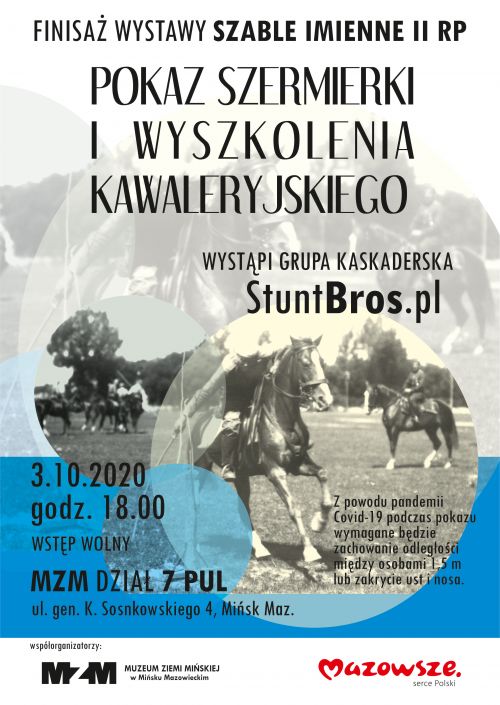 Pokaz szermierki i wyszkolenia kawaleryjskiego w MZM - plakat