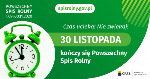 grafika z informacją "30 listopada kończy się spis rolny"
