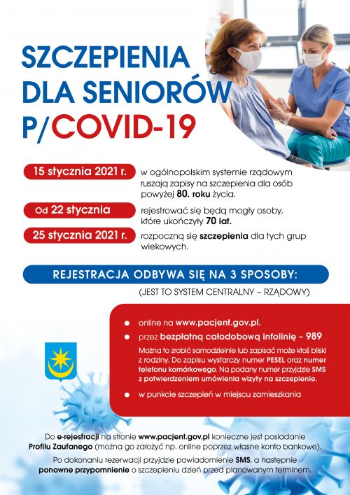 plakat informujący o szczepieniach dla seniorów p/COVID-19