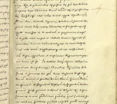 zdjęcie strony archiwalnego dokumentu dotyczącego miasta po łacinie