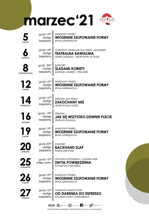 Repertuar MDK - marzec 2021