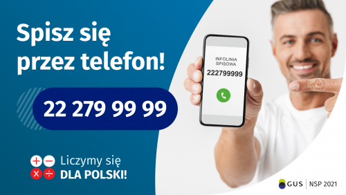 Po lewej stronie grafiki napis: Spisz się przez telefon i numer telefonu 22 279 99 99. Po prawej stronie jest mężczyzna,...