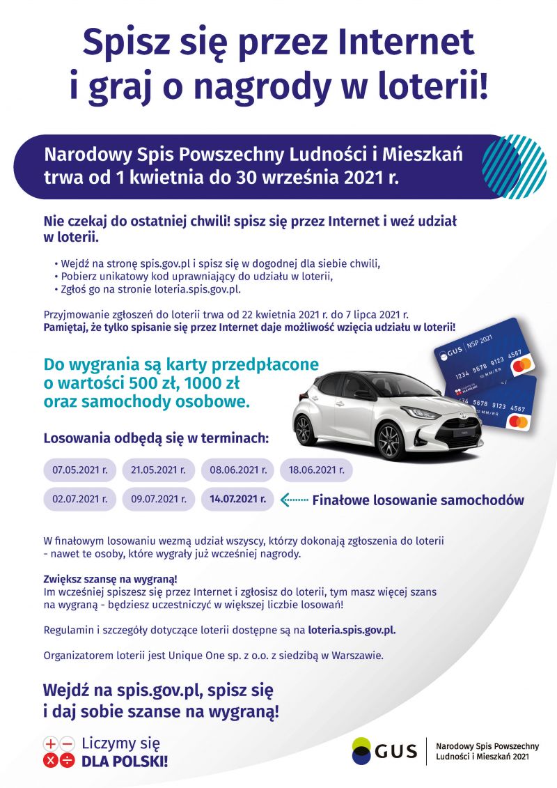 Informacje dotyczące loterii NSP - plakat