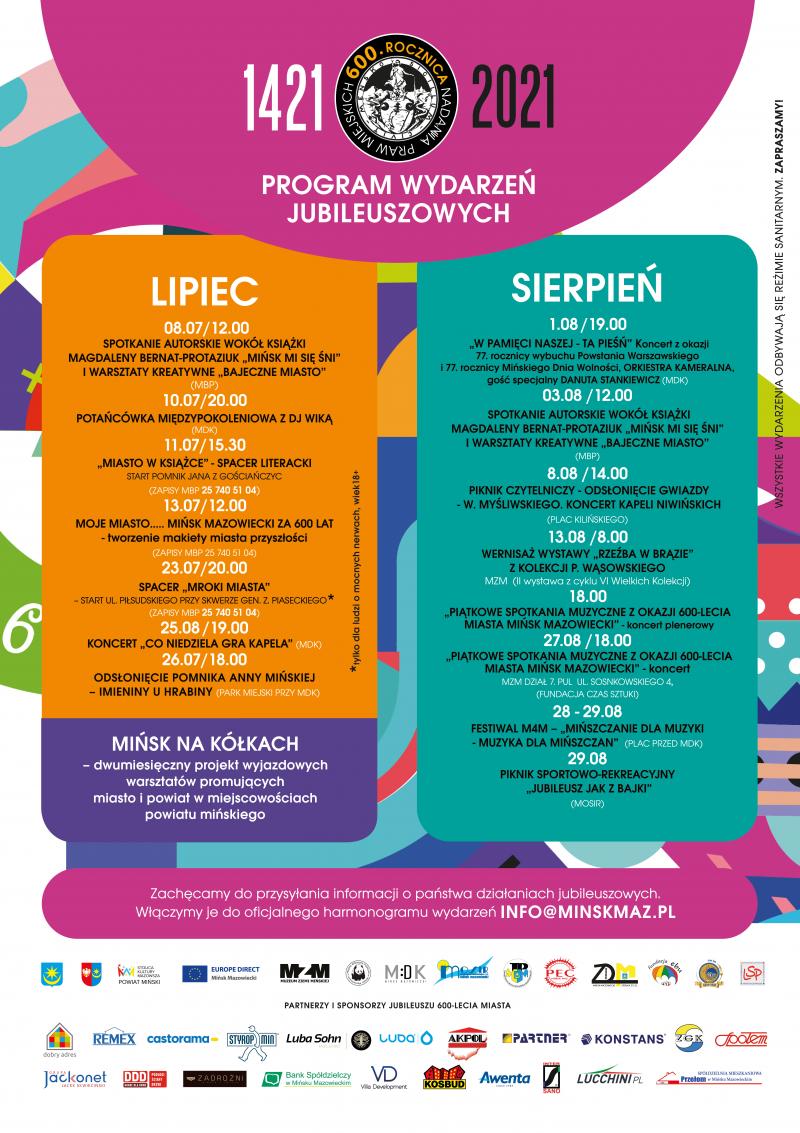 KALENDARIUM WYDARZEŃ - LIPIEC-SIERPIEŃ 2021