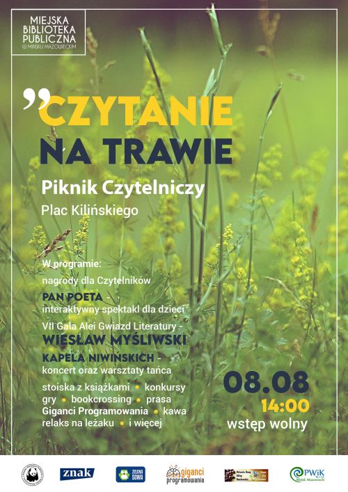 Piknik "czytanie na trawie" - plakat