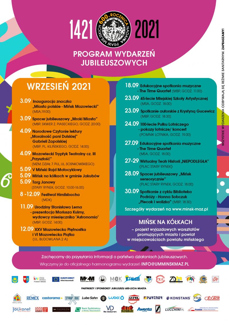 Plakat imprez kulturalnych - wrzesień 2021