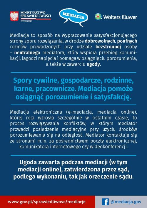 Ulotka informacyjna promująca Miedzynarodowy Dzień Mediacji