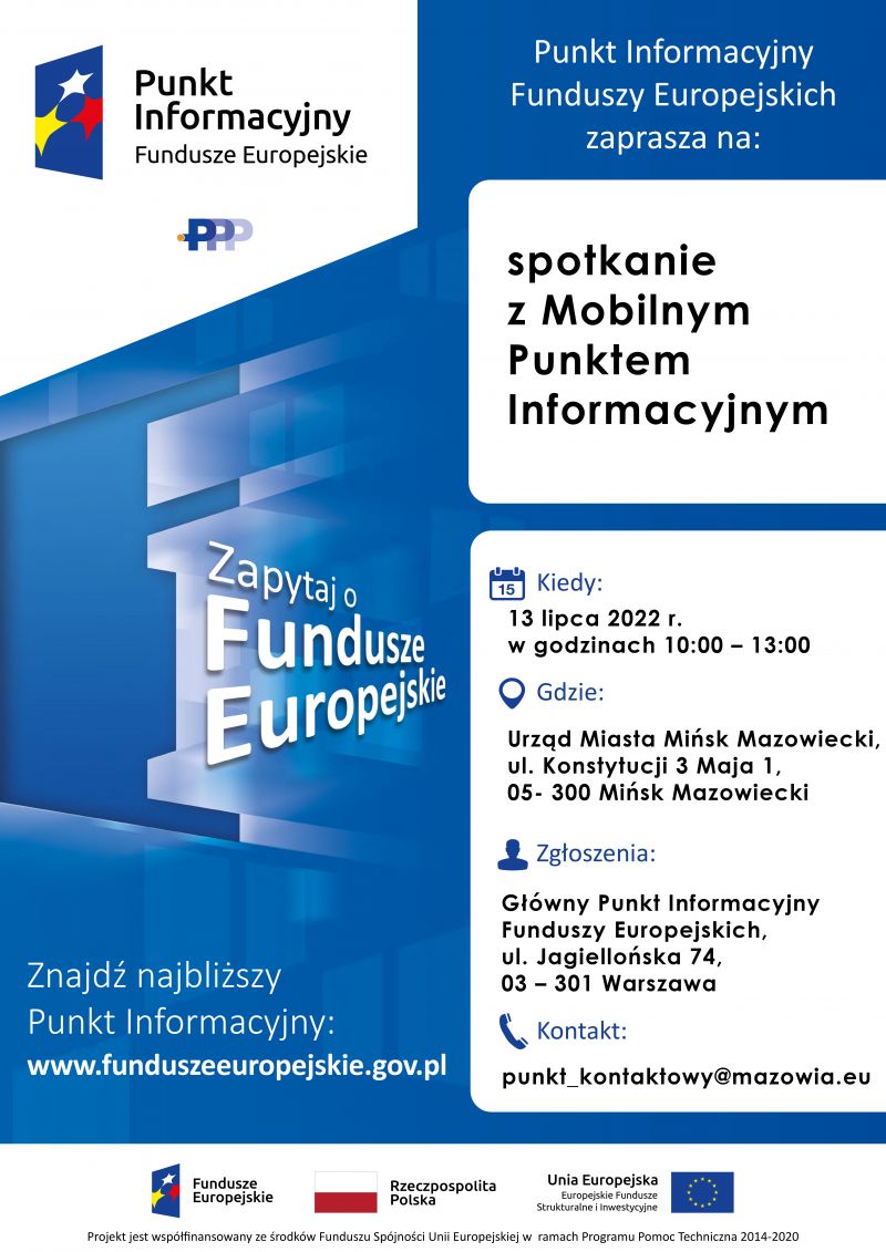 Punkt Informacyjny Funduszy Europejskich zaprasza na spotkanie z Mobilnym Punktem Informacyjnym.