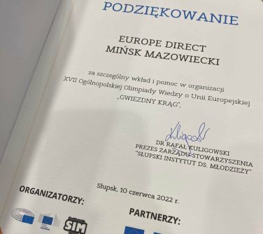 zdjęcie podziękowania za wkład w organizację przedsięwzięcia