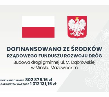 Na jasnym tle na górze po środku flaga i herb, poniżej informacje i logo
