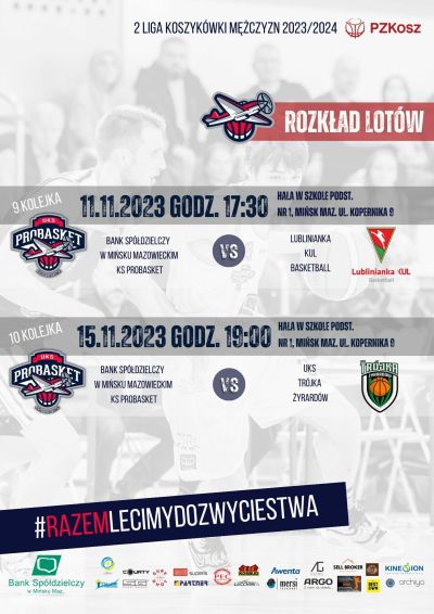 rozkład lotów, 2 Liga koszykówki mężczyzn, informacje zawarte na plakacie znajdują się w treści artykułu zamieszczonego na...