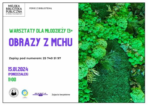 po prawej stronie obrazek mchu, po lewej informacje dotyczące wydarzenia