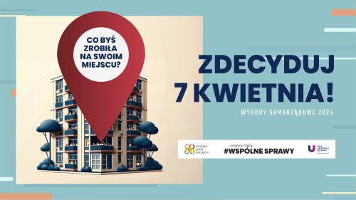 Po lewej stronie czerwony znacznik, w środku białe kółko z tytułem "Co byś zrobiła na swoim miejscu?" na tle rysunku...