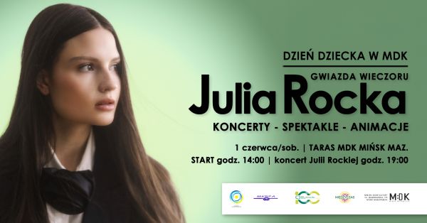 Na zielonym tle tekst. Po prawej zdjęcie kobiety z profilu