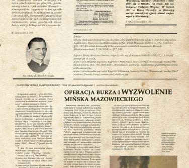 Stary wycinek gazety z artykułami i jednym zdjęciem