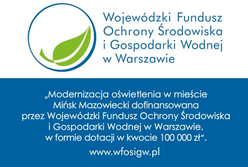 Na białym i niebieskim tle informacje. Na górze po lewej na białym tle niebieskie koło z zielonym liściem na białym tle
