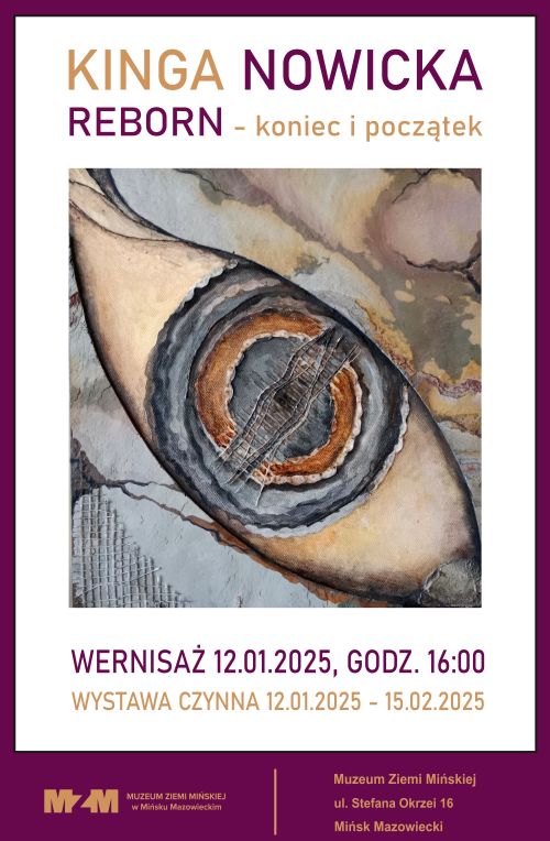 Na białym tle kolorowe informacje. Po środku wiloformatowa grafika. Naokoło bordowa obramówka