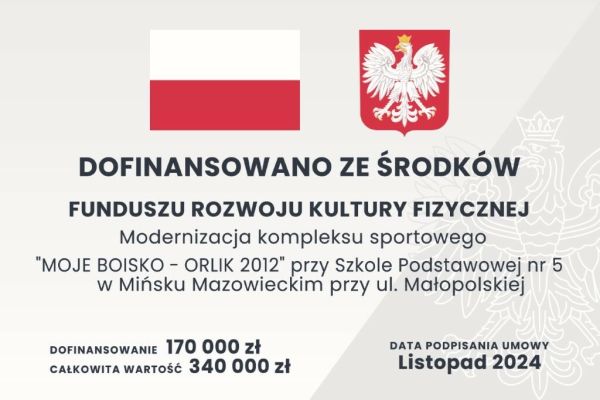Na szarym tle z wytłoczonym po prawej białym orłem inforamcje. Na górze flaga i herb Polski