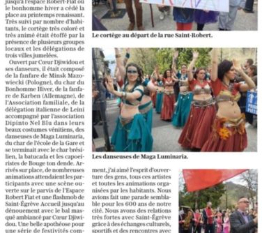 Wycinek gazety. Artykuł z trzema kolorowymi zdjęciami