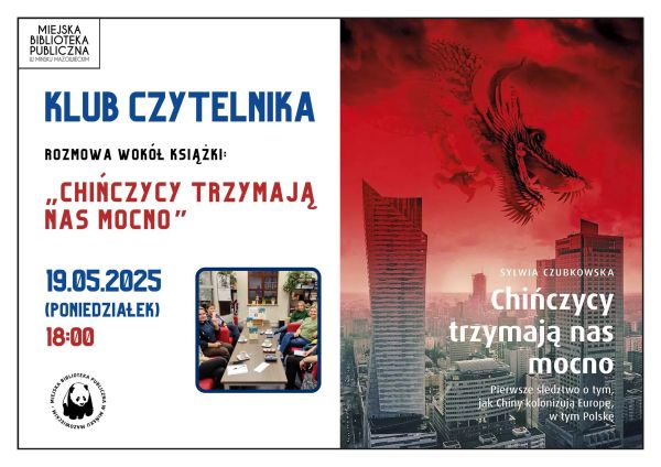 Po lewej na białym tle informacje. Na dole w małym kwadracie osoby siedzące przed niskim stołem. Po prawej okładka z...