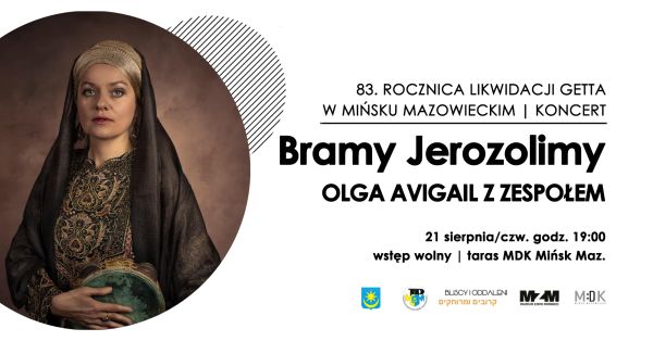 Po lewej w kole kobieta w długiej huście na głowie i turbanie. Po prawej na białym treść.