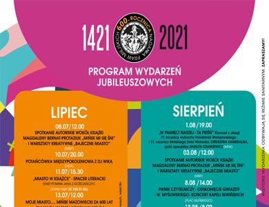 Program wydarzeń jubileuszowych lipiec-sierpień