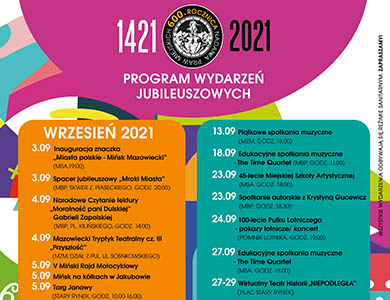 Program wydarzeń jubileuszowych na wrzesień