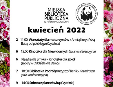 Kalendarium wydarzeń w MBP - kwiecień 2022