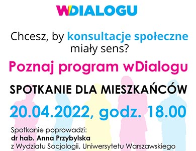 Zapraszamy na spotkanie dotyczące platformy konsultacyjnej wDialogu