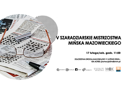 Po lewej w kole okulary i dlugopis leżą na gazecie z krzyżówkami, po prawej informacje zawarte w artykule