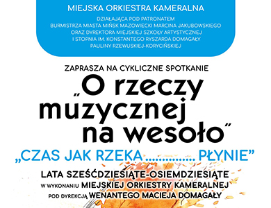 Na białym tle informacje. Tytuł główny "O rzeczy muzycznej na wesoło"