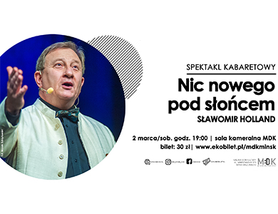 W kole po lewej mężczyzna w ciemnej koszuli z muchą, w jasnej marynarce śpiewa do mikrofonu. Prawą dłoń trzyma uniesioną. Po prawej informacje