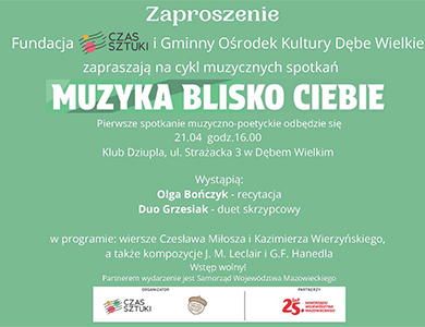 Na zielonym tle informacje dotyczące wydarzenia.