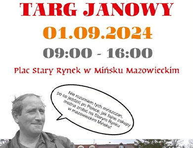 Na białym tle kolorowe inforamcje. Po lewej czarno-białe zdjęcie popiersia mężczyzny