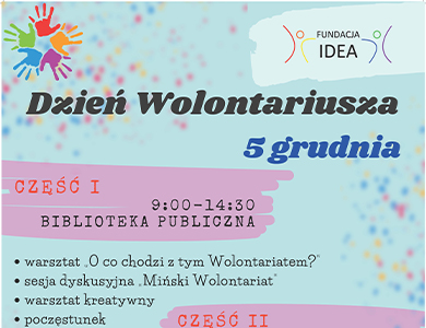 Na błękitnym tle kolorowy tekst