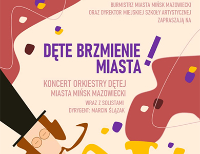 Na kolorowym tle informacje. Na dole kawałek narysowanej twarzy w okularach z długim wąsem i czarnego kapelusza