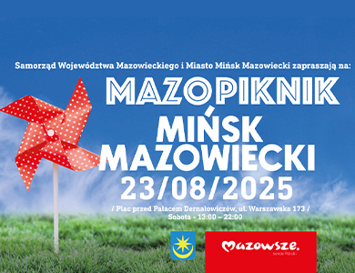 Po lewej czerwony wiatraczek na patyku z białymi kropkami. W tle niebo i na dole trawa. Białe treści