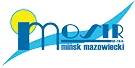 Logo z napisem "MOZiR mińsk mazowiecki" z elementem graficznym przypominającym falę lub strzałę.