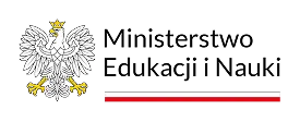 Godło Polski z białym orłem w koronie na czarnym tle oraz pozioma flaga Polski obok.