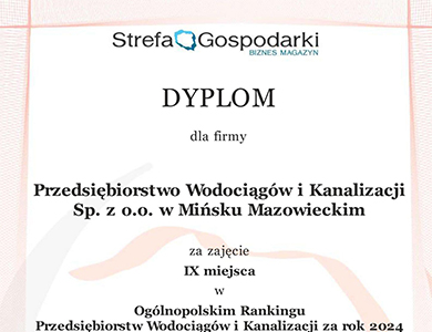 Na białym tle z mazajami kremowymi Dyplom Strefy Gospodarki