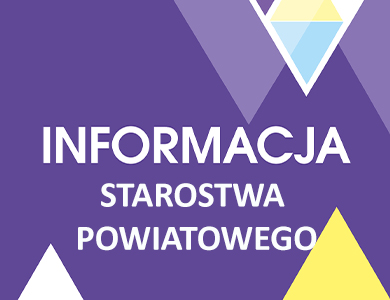 Na fioletowym tle po środku napis informacja. Na górze i na dole trójkąty