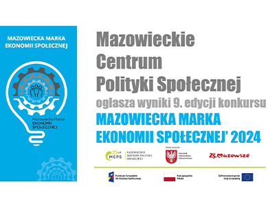 Po lewej stronie niebieskie logo z rysunkiem żarówki, w jej wnętrzu widoczne są postacie symbolizujące ludzi. Po prawej na białym tle informacje