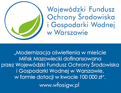 Na białym i niebieskim tle informacje. Na górze po lewej na białym tle niebieskie koło z zielonym liściem na białym tle