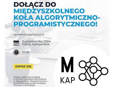 Na jasno-szarym tle kolorowe napisy. Po prawej rysunek połączonych ze sobą kółek