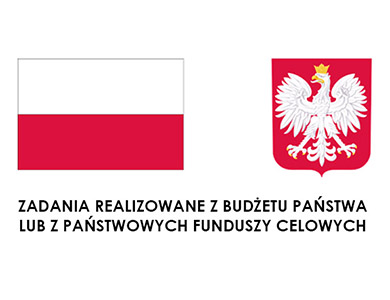 Na jasnym tle flaga i godło Polski. Poniżej informacje